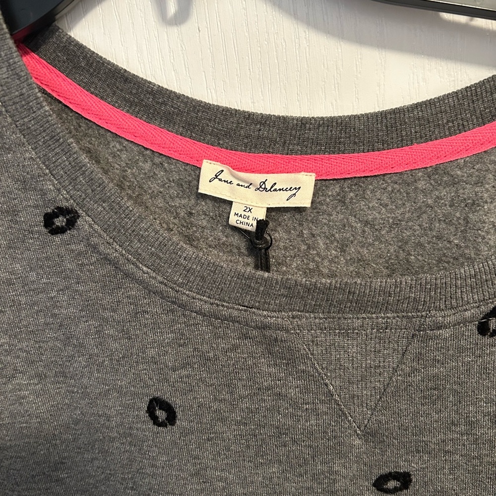 Plus Size grey and black sweater shirt size 2X NWT - Picture 2 of 3